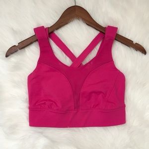 Lululemon Pink Mesh V-Neck Strappy Sports Bra